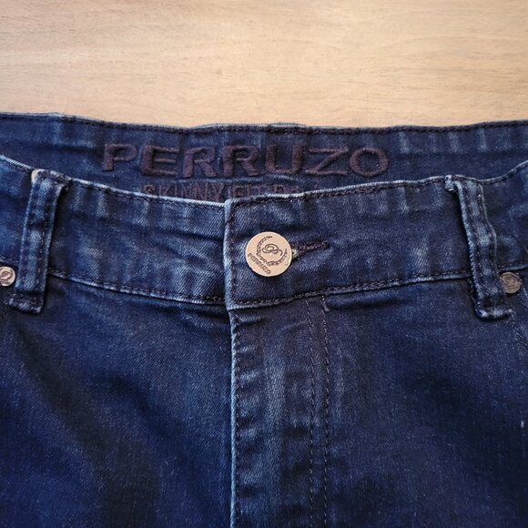Perruzo Skinny Fit Denim Men’s Jeans Size 34x30 Dark Wash - Picture 4 of 11